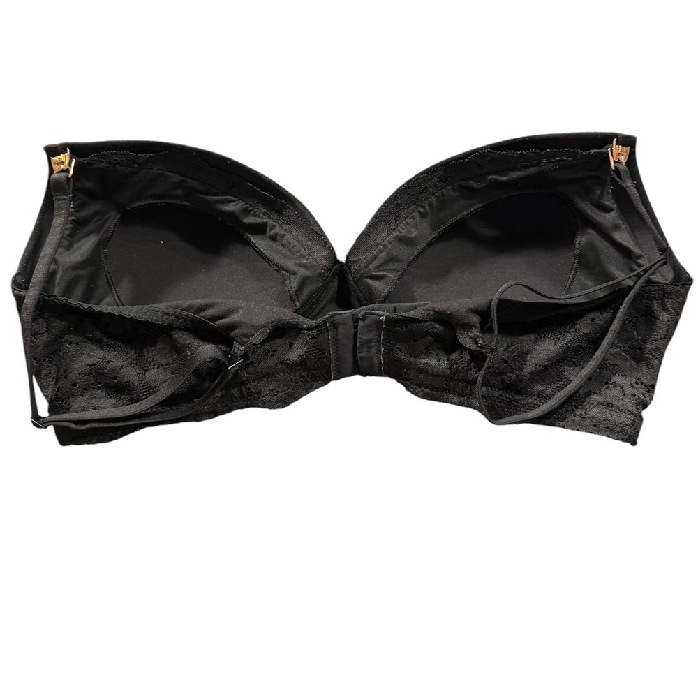 Victoria's Secret Wireless Bra Womens 38D Black Lace Trim Gold Hardware Comfort - Picture 12 of 12